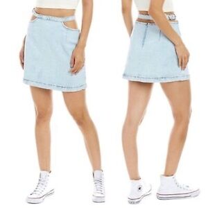 NWT WEWOREWHAT LIGHT BLUE MINI SKIRT with CUT-OUTS, VARIOUS SIZES